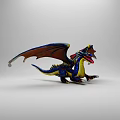 Colorful Mythical Dragon Character With Spread Wings And Vibrant Blue Yellow Scales