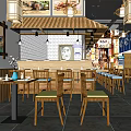 Traditional Chinese Restaurant Interior With Hanging Lanterns Wooden Tables And Decorative Paintings