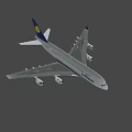 Lufthansa Commercial Passenger Airplane Flying With Four Engines In Mid Air