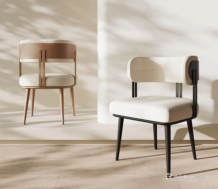 Modern Leisure Chairs With Wooden Frame And Fabric Upholstery For Interior Decor 3d model 