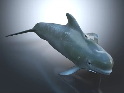 Gray Dolphin Model With Streamlined Body Fins Tail And Reflective Surface 3d model
