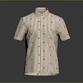 Short Sleeve Striped Patterned Shirt in Beige Color with Collared Design for Casual Wear