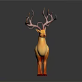 Mythical 3D Deer Character With Large Intricate Antlers And Orange Spotted Body