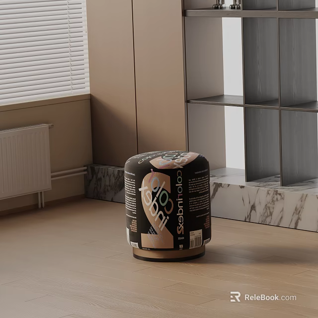Color And Style Bedside Table With Window Blind Radiator Marble Countertop On Light Wooden Floor 3d model 
