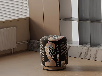 Color And Style Bedside Table With Window Blind Radiator Marble Countertop On Light Wooden Floor 3d model