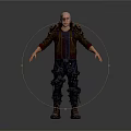 Sci Fi Character With Futuristic Jacket Mechanical Shoulder Armor And Tactical Pants