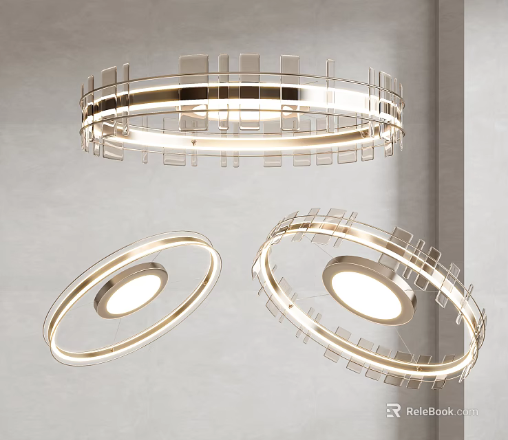 Modern Circular Ceiling Lights With Sleek Metal Frame And White Light Glow 3d model 