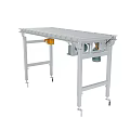 Industrial Metal Frame Roller Conveyor Table With Silver Rollers And Adjustable Legs 3d model