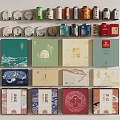 Colorful Assorted Living Supplies With Decorative Boxes And Patterned Cans