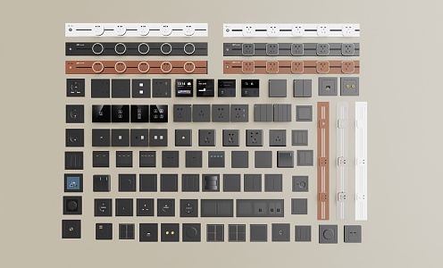 Switch socket switch track socket intelligent switch visual panel 3d model