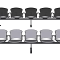 Black And Gray Public Chairs With Connected Row Design Ergonomic Backrests Armrests For Waiting Areas