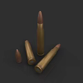 Military Brass Bullets Arranged In Various Sizes On Dark Background