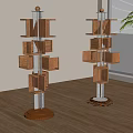 Modern Middle Ancient Bookshelf Solid Wood Metal Floor-Standing Bookshelf 3d model