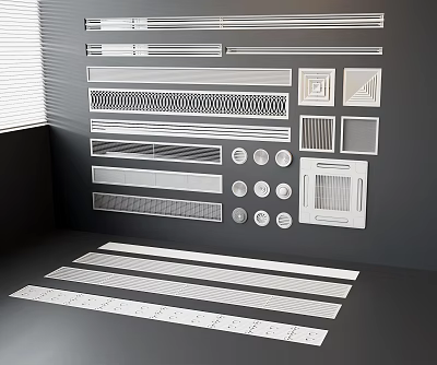 Various Modern Air Conditioner Vents With Different Grille Designs For Home Interior 3d model