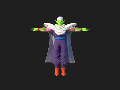 Fantasy Green Skinned Character 3D Model With White Turban Purple Outfit Orange Boots And Cloak 3d model