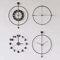 Minimalist Wall Clocks With Different Stylish Designs Hanging On White Wall 3d model