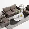 Modern Gray Leather Sofa Set With Armchairs Coffee Table And Side Tables 3d model