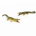 Two Green Plastic Crocodile Toys With Open Mouths On White Background