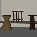 Middle ancient style side several furniture combination 3d model