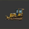 Yellow Construction Bulldozer With Tracks Front Blade And Operator Cab 3d model