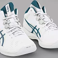 ASICS White High Top Basketball Shoes With Blue Accent And Comfortable Design