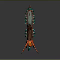 Vibrant Red Fantasy Creature Character With Long Antennae Brown Exoskeleton And Teal Legs