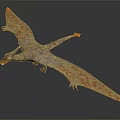 Realistic Pterosaur Figure With Spread Wings And Orange Tipped Patterns In Flight 3d model