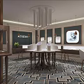 Luxury Jewelry Store Interior With Glass Display Cases Chandeliers And Ornate Flooring