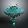 Ancient Architectural Structure With Green Circular Roof And Decorative Illuminated Base