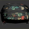 Stylish Dark Colored Backpack With Colorful Cat Patterns And Handle Strap