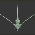 Winged Mythical Dragon Game Movie Character Light Green 3D Model With Reflective Surface