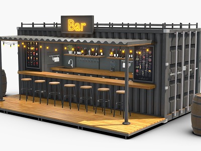 INDUSTRIAL LOFT CONTAINER BAR SHIPPING CONTAINER BAR 3d model