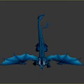 Blue Dragon 3D Model With Spread Wings And Horns In Detailed Design