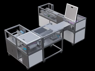 Industrial Equipment With Metal Frame Workbenches Transparent Panels And Modular Design For Production Line 3d model
