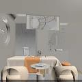 SPA Sauna Interior Design With Massage Bed Circular Ceiling Light Orange Stool And Decorative Painting