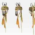 Traditional Fur Hats With Antler Decorations And Long Tassel Ornaments
