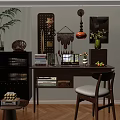 Cozy Study Room Interior With Wooden Desk Stacked Books And Decorative Elements
