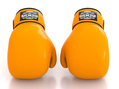 Durable Bright Yellow Professional Boxing Gloves For Sports Training Equipment Use 3d model