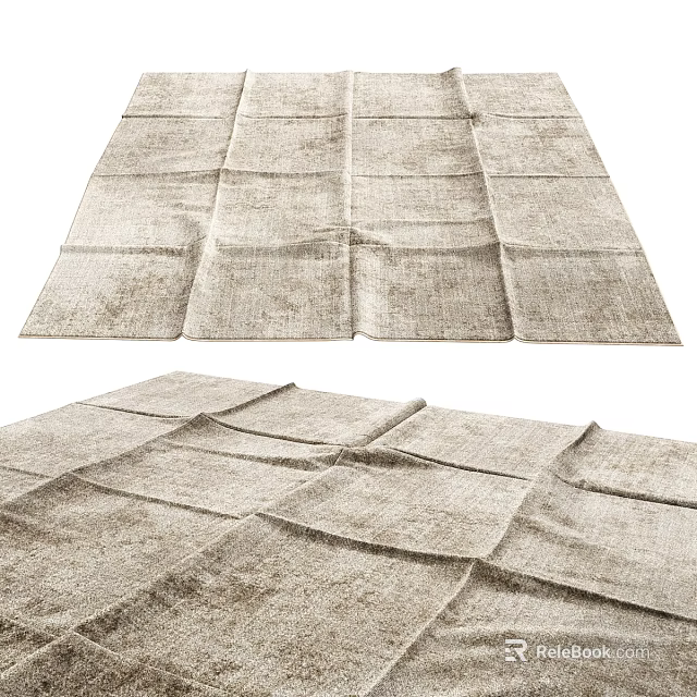 Square Woven Rug With Natural Beige Tone And Textured Pattern For Home Decor 3d model 
