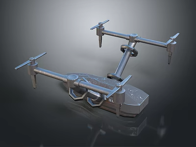 Mechanical Multi Rotor Drone Design With Industrial Body And Rotor Blades 3d model