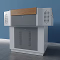 Modern Functional Desk With White Body Wooden Top Drawers Cabinets And Ventilation Grilles