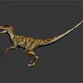 3D Dinosaur Character With Brown Yellow Striped Skin And Dynamic Standing Pose 3d model