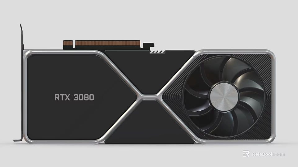 High Performance NVIDIA RTX 3080 Graphics Card With Black Silver Design And Fan 3d model 