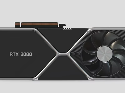 High Performance NVIDIA RTX 3080 Graphics Card With Black Silver Design And Fan 3d model