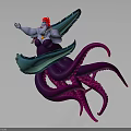 Cartoon Style Sea Witch Character With Purple Octopus Tentacles
