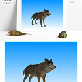Realistic Reptile Standing on Blue Background with Green Leaves Around