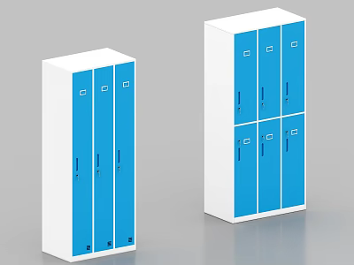 Modern White Wardrobe With Blue Doors And Multi Storage Compartments For Home 3d model