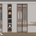 Modern Wardrobe Design With Glass Doors Hanging Areas Storage Shelves And Drawers