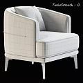Modern Beige Fabric Accent Chair With Armrests Throw Pillow And Black Legs