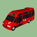 Stylish Red Bus With Black Windows Front Headlights And Side Profile